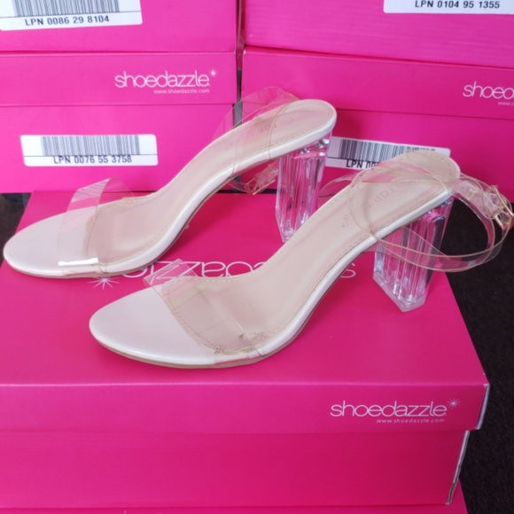 Nude Transparent High Heel Sandals Size 8 Top Moda - Picture 3 of 8